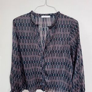 Ces Femme Black and Pink Patterned Blouse